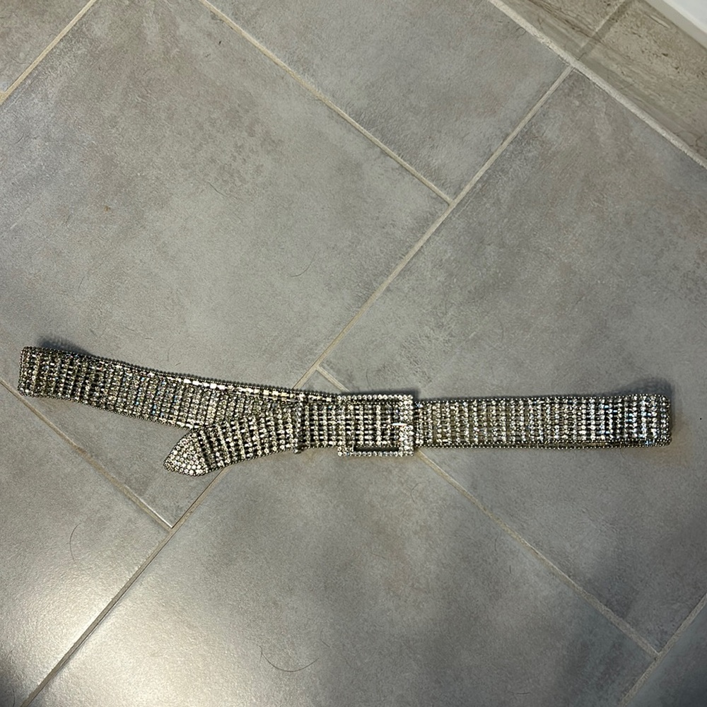 Silver crystal rhinestone belt